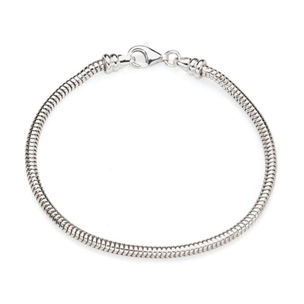 Sterling Silver 3mm Artisan Snake Starter Bead Charm Bracelet, 8 Inch